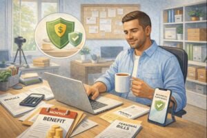 Illustration showing disability insurance importance for self-employed workers.